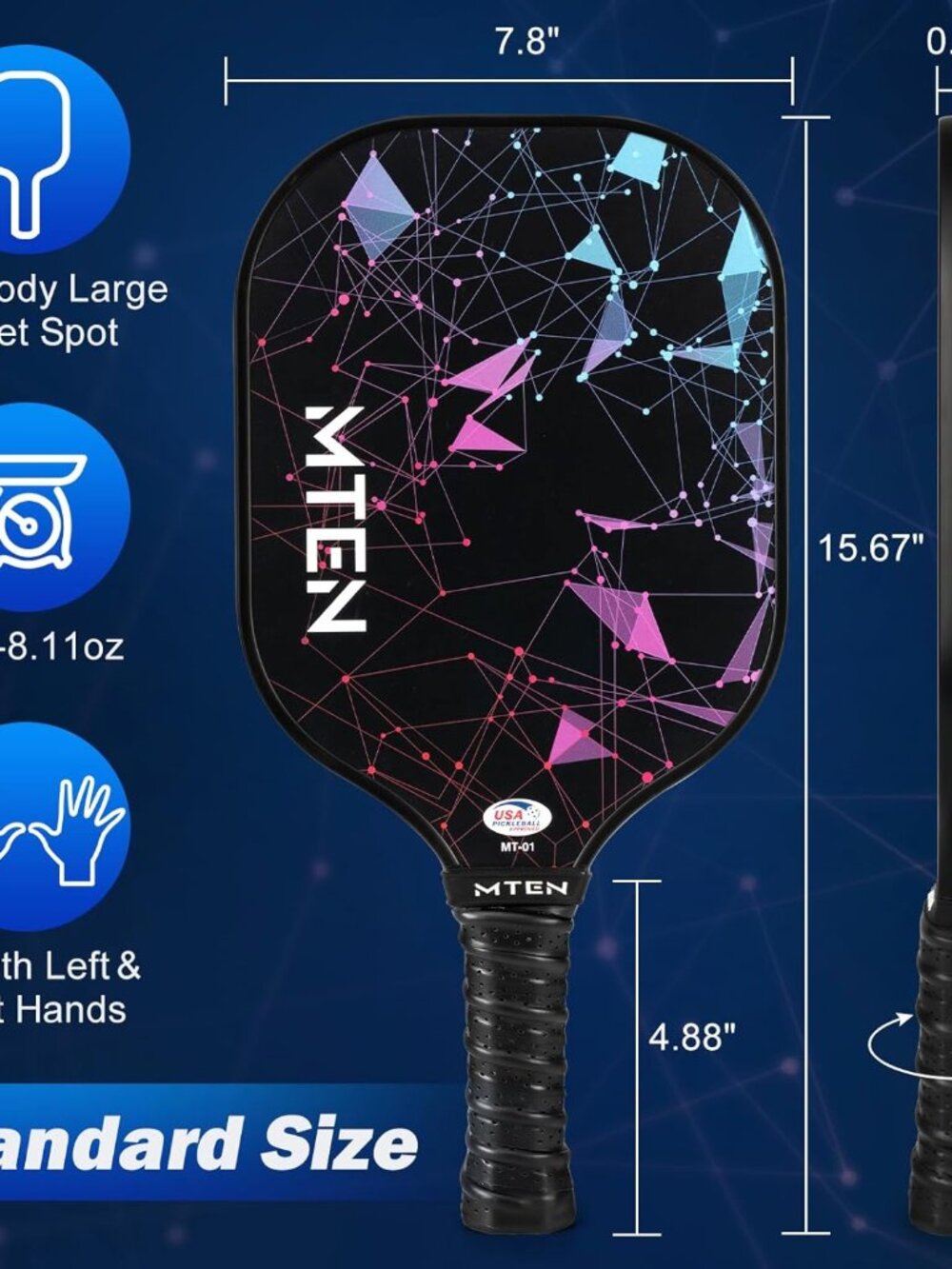 Pickleball Paddles Set of 2 or 4, or Single Paddle – USAPA Approved Fiberglass S - Picture 5 of 9